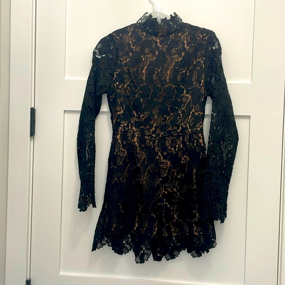VICI Black Lace Long Sleeve Short Romper  NWT!!